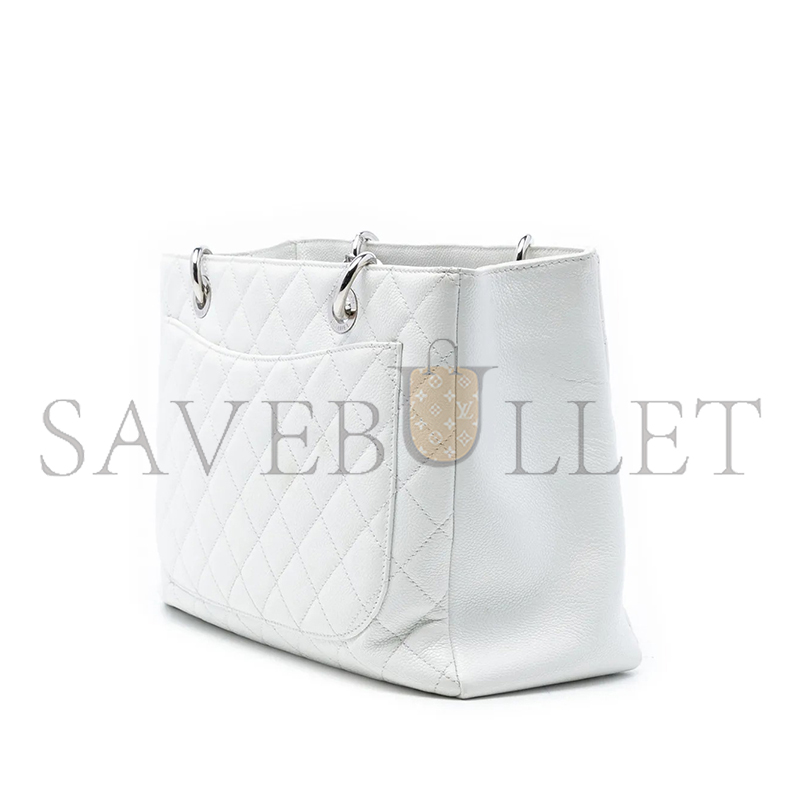 CHANEL CAVIAR QUILTED GRAND SHOPPING TOTE WHITE (34*24*13cm) 